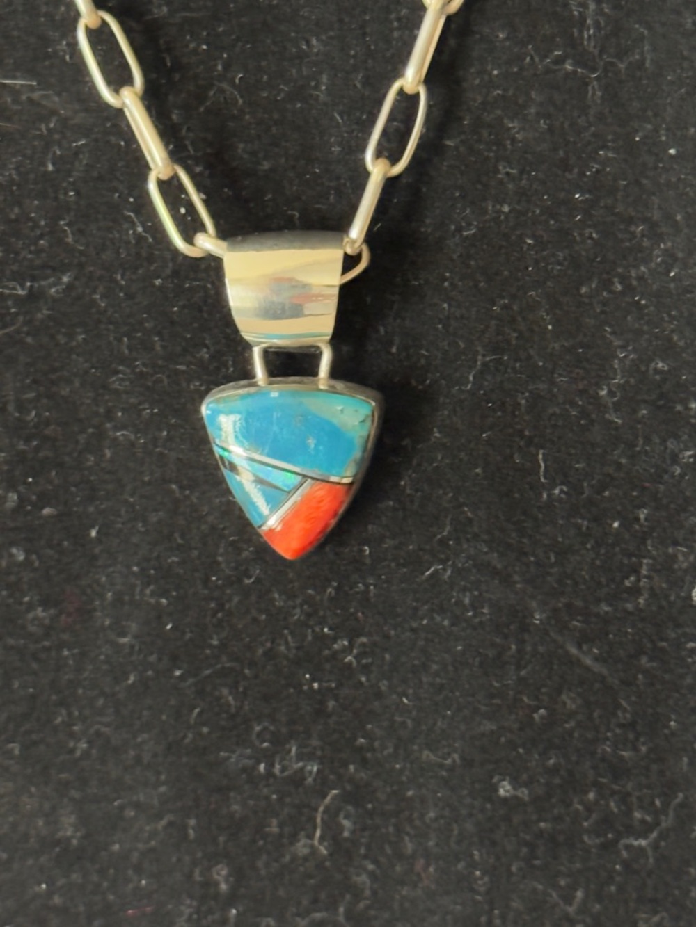 NA Navajo Pendant by Sheila Tso is inlaid stone & sterling silver *Pendant Only* - Picture 7 of 7